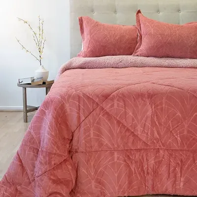 Cubrecama Sherpa 3 Plazas Poliéster Coral Coral