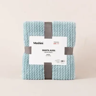 Manta Aura Flannel Fleece Poliéster Celeste
