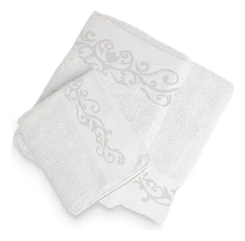 Set De Toallas Bordadas Luxor Algodón Blanco