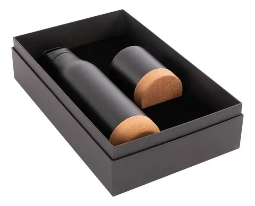 Set De Regalo Termo Acero Inoxidable Negro