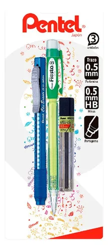 Portaminas Pentel 0.5mm Con Minas Y Goma