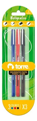 Set Bolígrafos Torre 1.0mm Multicolor Amarillo