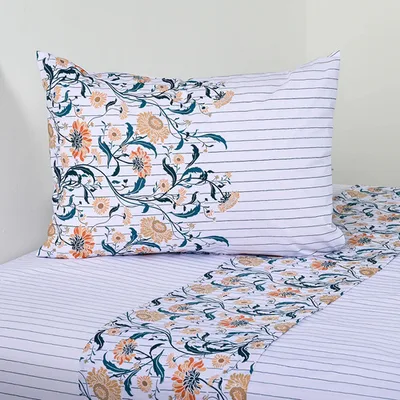 Set De Sábanas Estampadas 144 Hilos Algodón Poliéster Verde Oscuro