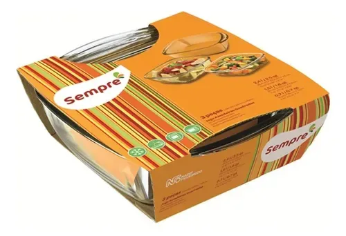 Set De 3 Asaderas Rectangulares Vidrio Temperado