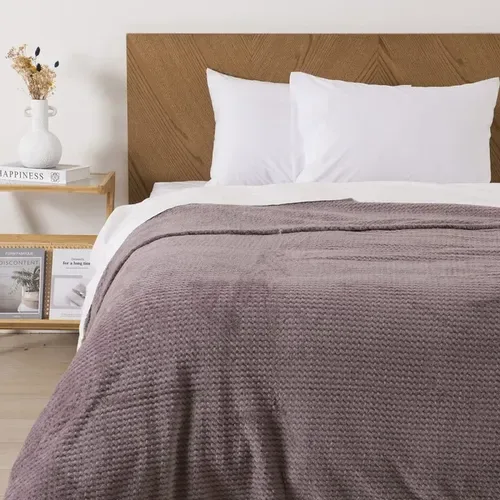 Frazada Sherpa Jacquard Térmica 2 Plazas Coral Claro