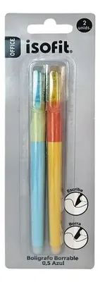Bolígrafo Borrable 0.5mm Azul Isofit Amarillo