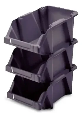 Set Organizador Apilable Plástico Resistente Gris Gris Oscuro