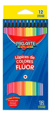 Lápices De Colores Flúor Largos Proarte 12 Unidades