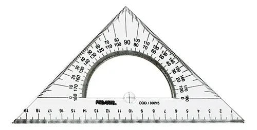 Escuadra Con Transportador Plástica 21cm Coral Claro