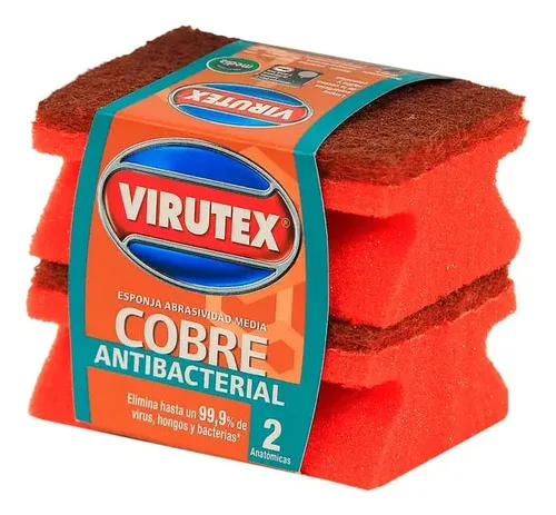 Esponja Acanalada Antibacterial Cobre Limpieza