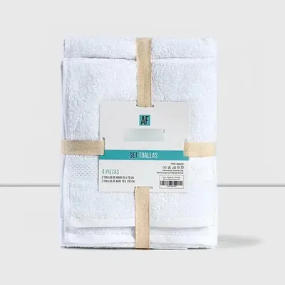 Set De Toallas 100% Algodón Blanco Baño Mano Blanco