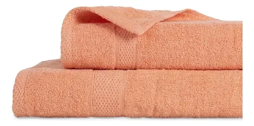 Set De Toallas Algodón 380grs Cara Y Baño Coral