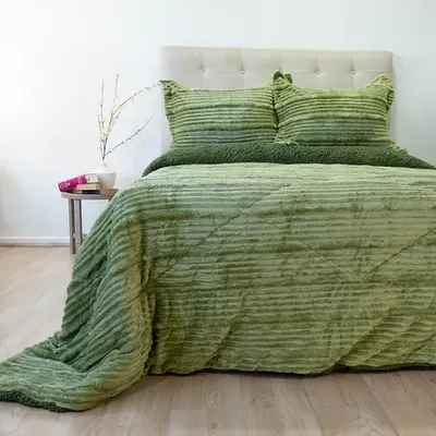 Cubrecama Cotelonni Sherpa 2.5 Plazas Poliéster Verde