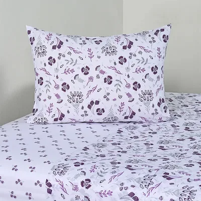 Set De Sábanas Estampadas 144 Hilos Algodón Poliéster Lila