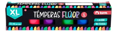 Témpera Flúor 6 Colores Torre Brillante