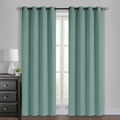 Cortinas Blackout 4 Paños Poliéster Verde Verde