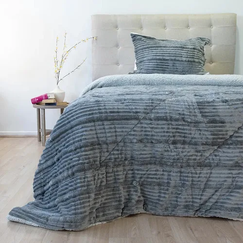 Cubrecama Cotelonni Sherpa 1.5 Plazas Gris Poliéster Gris