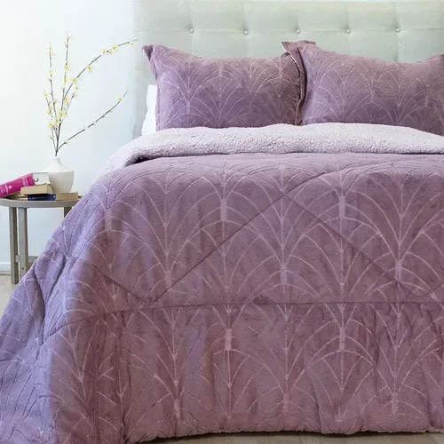Cubrecama Sherpa 2.5 Plazas Poliéster Suave Coral Claro