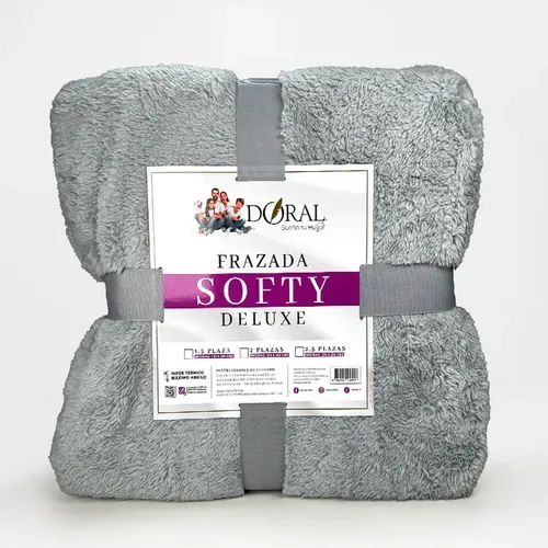 Frazada Softy Térmica 2 Plazas Poliéster Gris