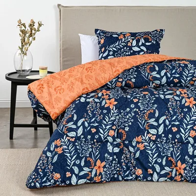 Plumón Estampado 1.5 Plazas Microfibra Reversible Coral Claro