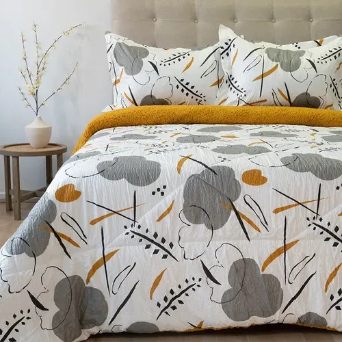 Plumón Estampado Sherpa Deluxe 2 Plazas Poliéster Coral Claro