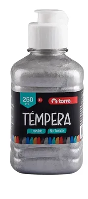 Témpera Escolar 250ml Plateado No Tóxica Plateado