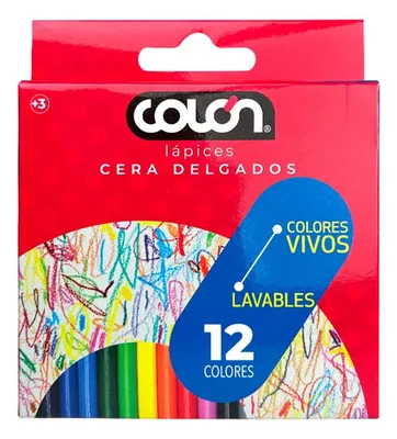 Lápices Cera Delgados 12 Colores Lavables Multicolor
