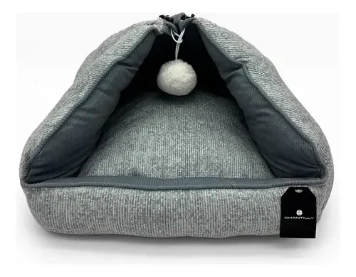Cama De Gato Acolchada Con Esfera Gris Gris