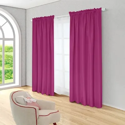 Cortina Rústica Tabatha Combo 8 Piezas Pasador Fucsia