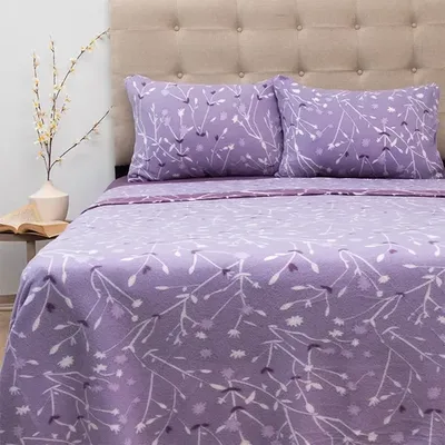 Set De Sábanas Polar 2 Plazas Estampadas Térmicas Verde Oscuro