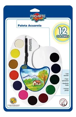 Acuarela 12 Colores Paleta Proarte Profesional