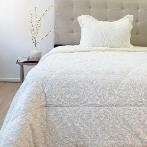 Cubrecama Plush Deluxe Sherpa 1.5 Plazas Blanco Blanco