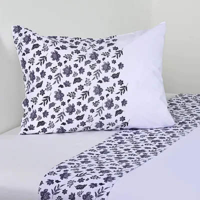 Set De Sábanas Estampadas 144 Hilos 1 Plaza Polycotton Blanco