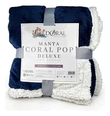 Manta Sherpa Térmica Coral Pop Azul Marino Azul Marino