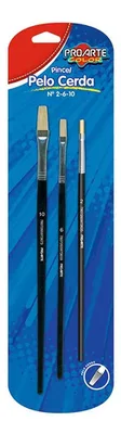 Set 3 Pinceles Pelo Cerda Plano Proarte