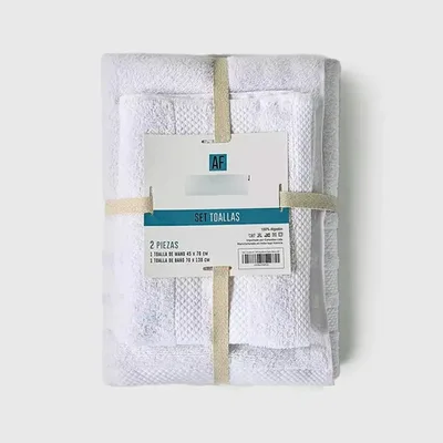 Set De Toallas 100% Algodón Mano Y Baño Blanco