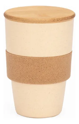 Vaso Reutilizable Fibra Trigo Coral Claro