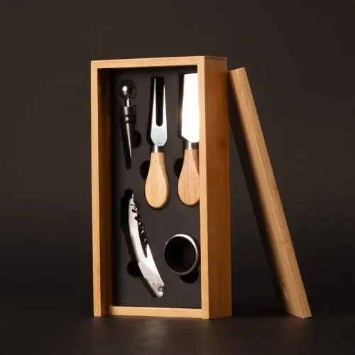 Set De Accesorios Vino Quesos Bamboo