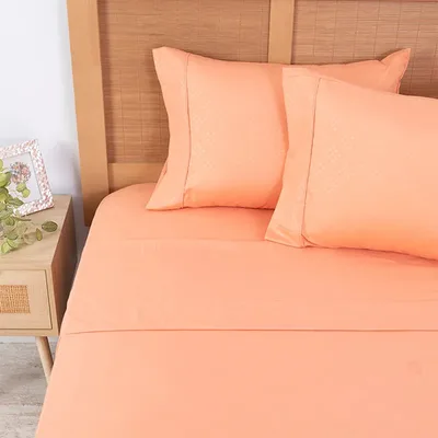 Set De Sábanas Microfibra Embossed 2.5 Plazas Coral
