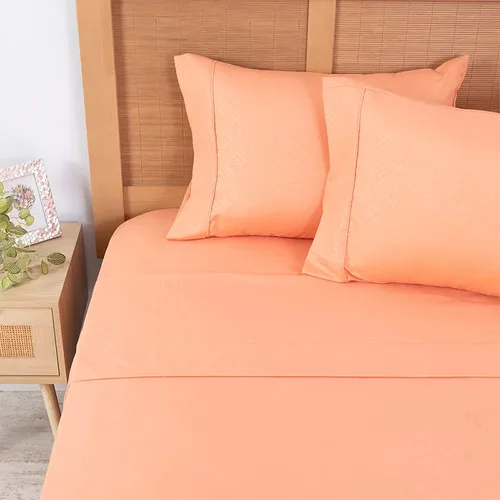 Set De Sábanas Microfibra Embossed 2.5 Plazas Coral