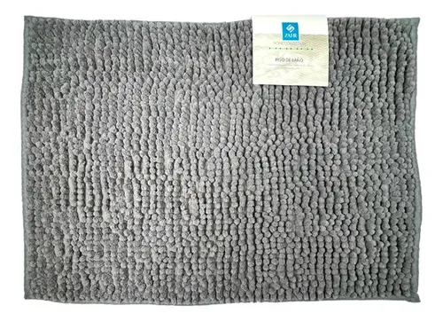 Piso De Baño Chenille Punto Antideslizante Gris