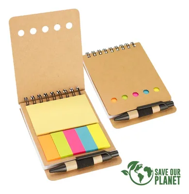 Set De Notas Ecológico Con Bolígrafo Coral Claro
