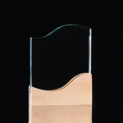 Trofeo Galvano Madera Cristal Coral Claro