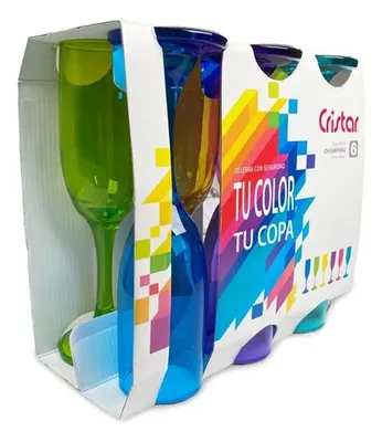 Copas De Champaña Rioja Multicolor Cristal Coral Claro