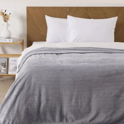 Frazada Flannel Fleece Térmica King Gris
