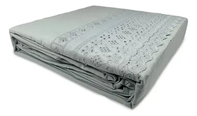 Set De Sábanas Broderie Algodón Poliéster 2.5 Plazas Gris
