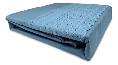 Set De Sábanas Broderie Algodón Poliéster 2 Plazas Azul