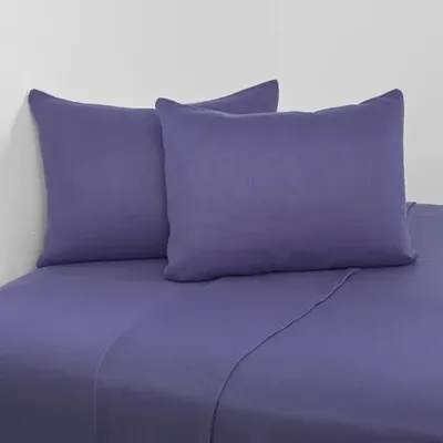 Set De Sábanas Polar Lisa 2.5 Plazas Malva Verde Oscuro
