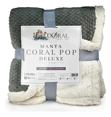 Manta Sherpa Térmica Coral Pop Gris Gris