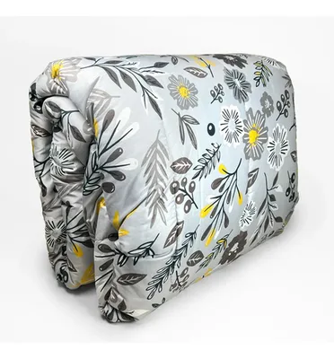 Plumón Estampado Microfibra 1.5 Plazas Flores Gris